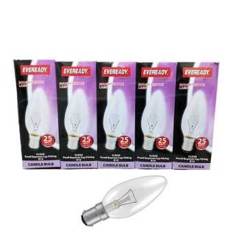 Eveready 25W Clear Candle Incandescent SBC Lightbulbs - Pack Of 10