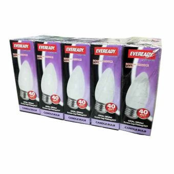 Eveready 40W Rough Service Opal Candle E27/ ES Light Bulb - Pack Of 10