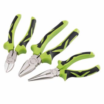 Draper 3 Piece Green / Black Soft Grip Pliers Set