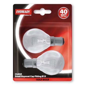Eveready 40W Golf Small Bayonet Cap B15/ SBC Light Bulb - Pack of 2