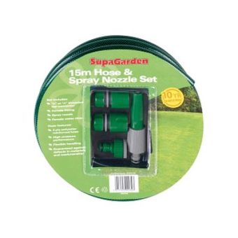 SupaGarden Hose & Spray Nozzle Set 15m