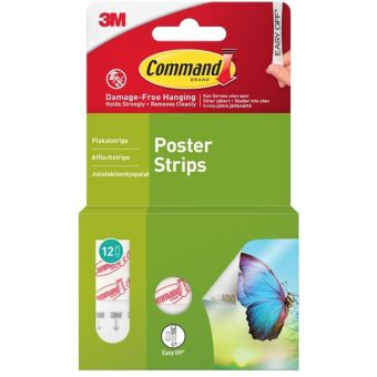 Command Damage-Free Hanging Poster Strips - White - Pack Of 12