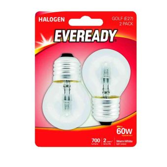 Eveready 46W Halogen Clear Golf E27 Lightbulb - Pack Of 2