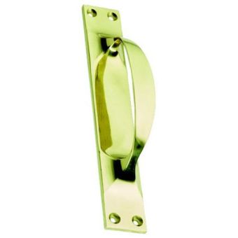 Polished Brass Cranked Pull Handle On Back Plate