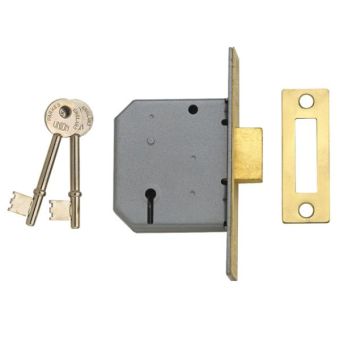 3 Lever Mortice Deadlock Polished Brass 77.5mm 3in
