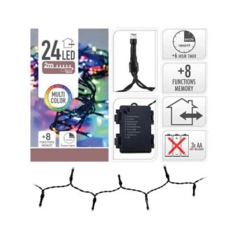 24 LED Christmas Tree Battery Operated Lights - Multicoloured