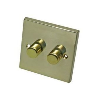 2 Gang 2 Way Victorian Brass Dimmer Switch