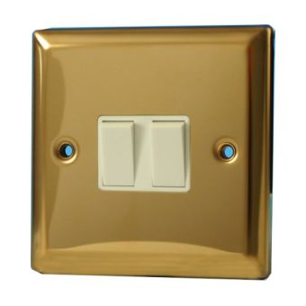 Switch 10Amp 2 Gang 2 Way Victorian With White Inserts