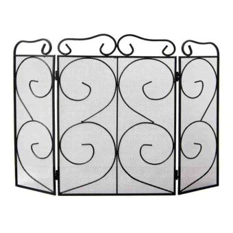 Vida 3 Panel Black Decorative Fire Screen