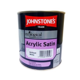 Johnstones Trade Acrylic Satin Paint - Brilliant White 1L