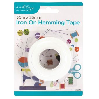 Ashley 30m x 25mm Iron-On Hemming Tape – Quick, No-Sew Fabric Fix for Clothing and Curtains