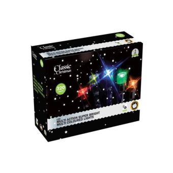 Classic Christmas 320 LED Multi Action Super Bright Fairy Lights - Multi Coloured