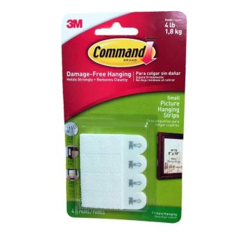 Command™ Picture Hanging Strips - 4 Pairs Small White - 4lb (1.8kg)