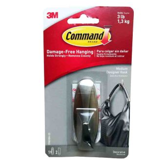 Command™ Hanging Medium Designer Hook - 3lb / 1.3Kg
