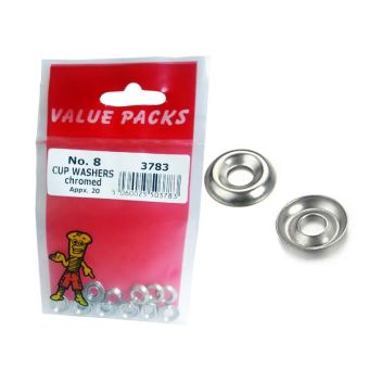 Value Packs Chromed Cup Washers - No.8 Pack of 20