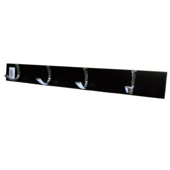 Coat Rack 4 Hook Rail - Black