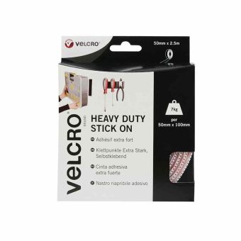 Velcro® Heavy Duty Stick On Velcro - White 50mm X 2.5m (Holds 7Kg)