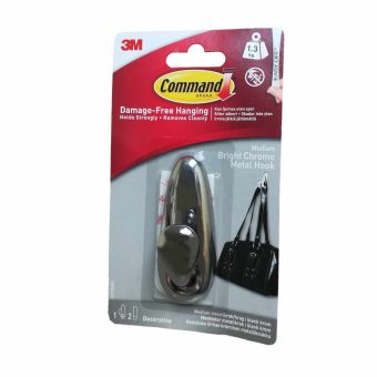 Command™ Hanging Bright Chrome Metal Hook - Medium - 1.3Kg