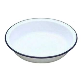 Falcon Enamel White / Blue Round Pie Dish - 18cm