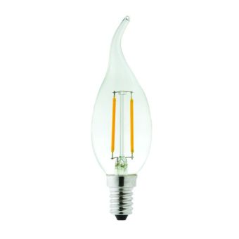 LyvEco 2W LED Filament Flame Tipped Candle E14 Lightbulb