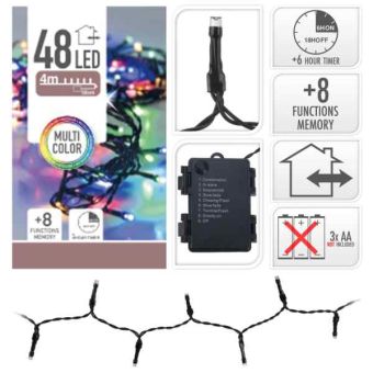 48 LED Battery Operated Multicoloured Christmas Tree Lights