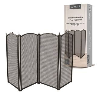4 Fold Fire screen Black 61cm x 96cm