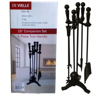 De Vielle 5 Piece Fireplace Companion Set - 18" Black