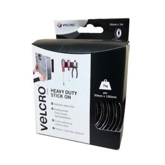 Velcro Heavy-Duty Stick On Tape - 50mm x 1m Black