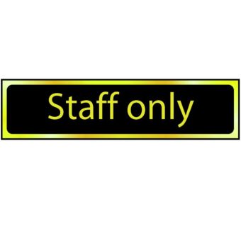 Centurion Black / Brass STAFF ONLY Sign - 200 x 50mm