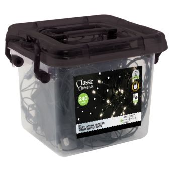 Classic Christmas 240 LED Multi Action Frosted Christmas Lights - Warm White
