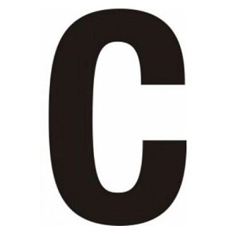 Black Helvetica Bold Condensed Style Vinyl Letter C - 75mm