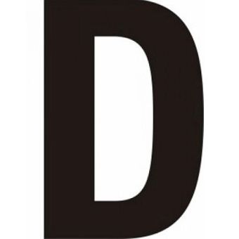 Black Helvetica Bold Condensed Style Vinyl Letter D - 75mm