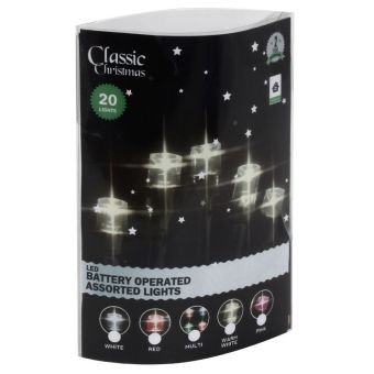 Classic Christmas 20 LED Battery Operated Christmas Lights - Multi-Coloured