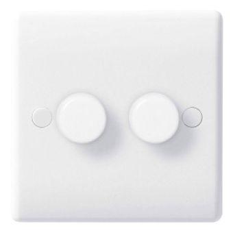 Nexus 2 Gang 2 Way White Dimmer Switch