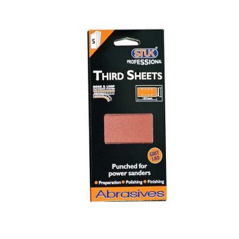 Stuk Sandpaper Punched 180 Grit Third Sheets For Power Sanders - 5 Sheets