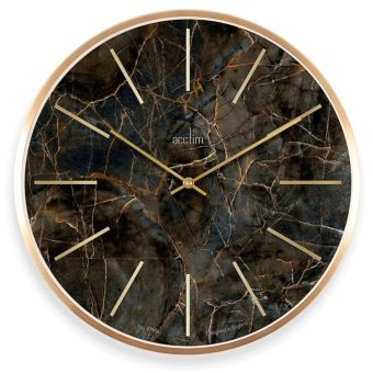 Acctim Luxe 40cm Marble Effect Wall Clock with Brushed Gold Frame and Quartz Movement