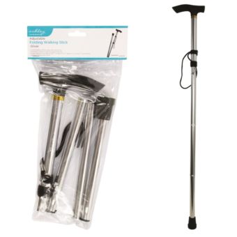 Adjustable Folding Walking Stick - Silver
