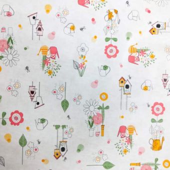 Springtime Bird House Oilcloth / Table Cloth