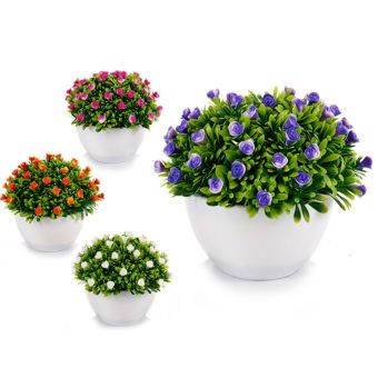 Artificial Flowers with vase 14cm x 14cm x 12xm