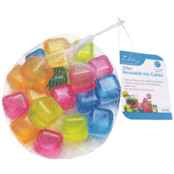 Ashley 20 Piece Reusable Ice Cubes – Non-Diluting Drink Chillers for Cocktails, Soft Drinks and More