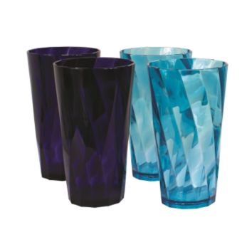 Ashley 4 Piece Coloured Plastic Tumblers Set – 600ml Shatterproof Reusable BPA-Free Cups for Indoor and Outdoor Use