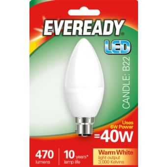 Eveready 6W (40W) B22 Led Candle 470 Lumens