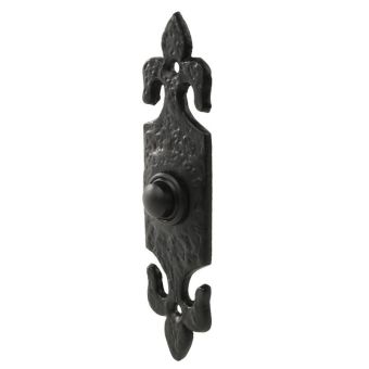 Black Tudor Fleur De Lys Bell Push - 119mm