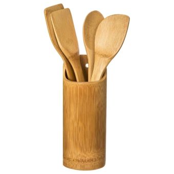 Bamboo Kitchen Utensils & Pot - set of 4
