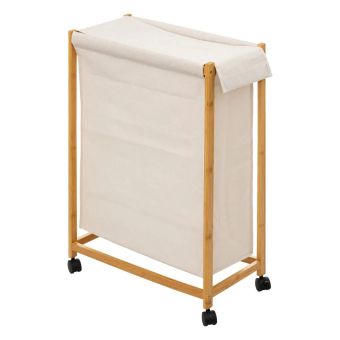 Bamboo Laundry Basket with Wheels - 52L 