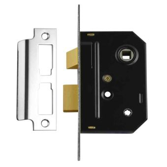 Union Mortice Bathroom Lock - Chrome Finish 2.5in