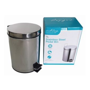 Ashley Stainless Steel Pedal Bin - 5L