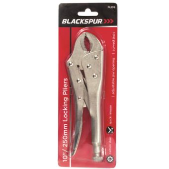 Blackspur 10 Inch Locking Pliers with Curved Jaw and Quick Release – Adjustable Carbon Steel Grip Wrench for Clamping and Holding