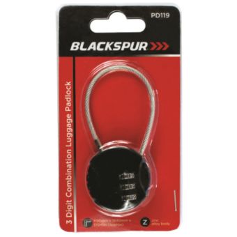Blackspur 3 Digit Combination Travel Padlock – Lightweight Zinc Alloy Luggage Lock with Steel Wire Hook