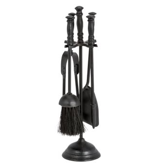 Blackspur 16" Cast Iron Fireside Companion Set – Traditional Fireplace Tools with Stand